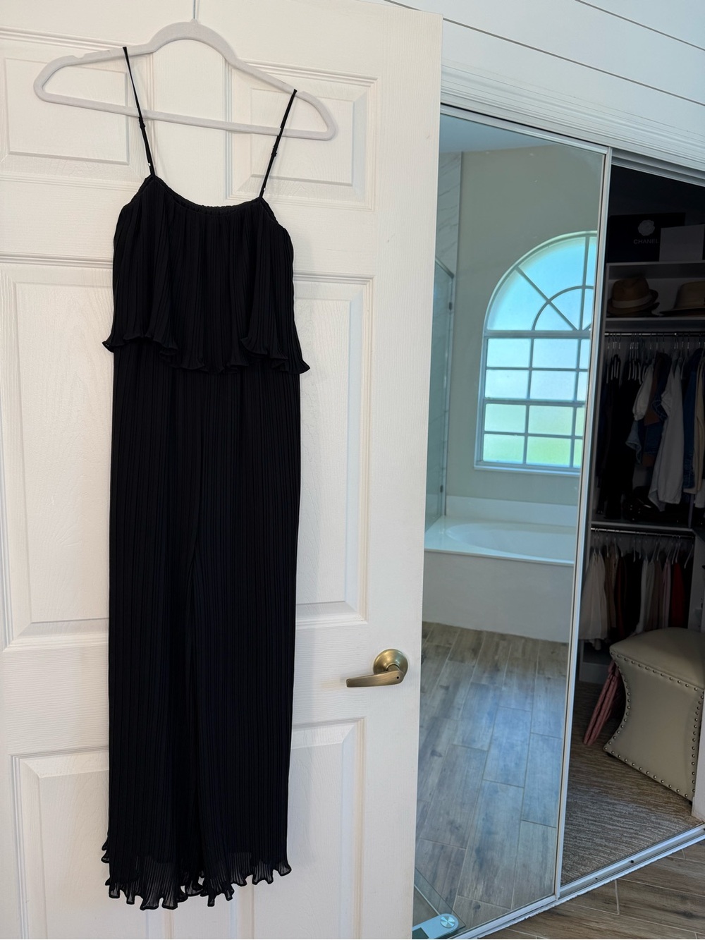 Gianni Bini Black Pleated Spaghetti-Strap Jumpsuit